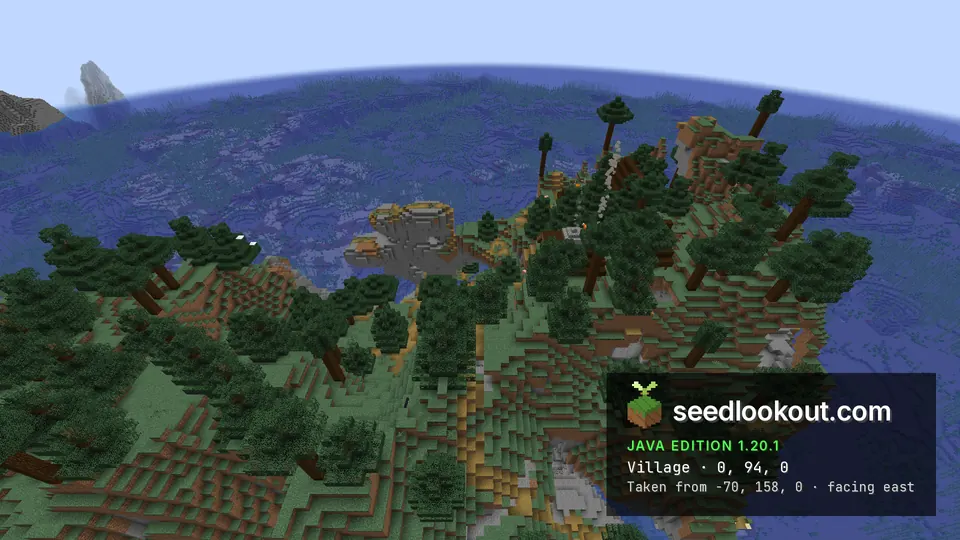 Spruce forest on top of the taiga island with open ocean all around