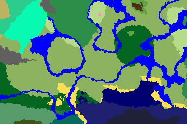 Calculated biome map for seed 147445 around 0, 0