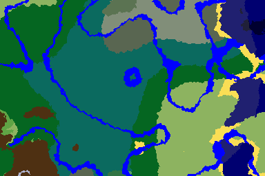 Przewidywana mapa biomów dla ziarna 254809 wokół 0, 0